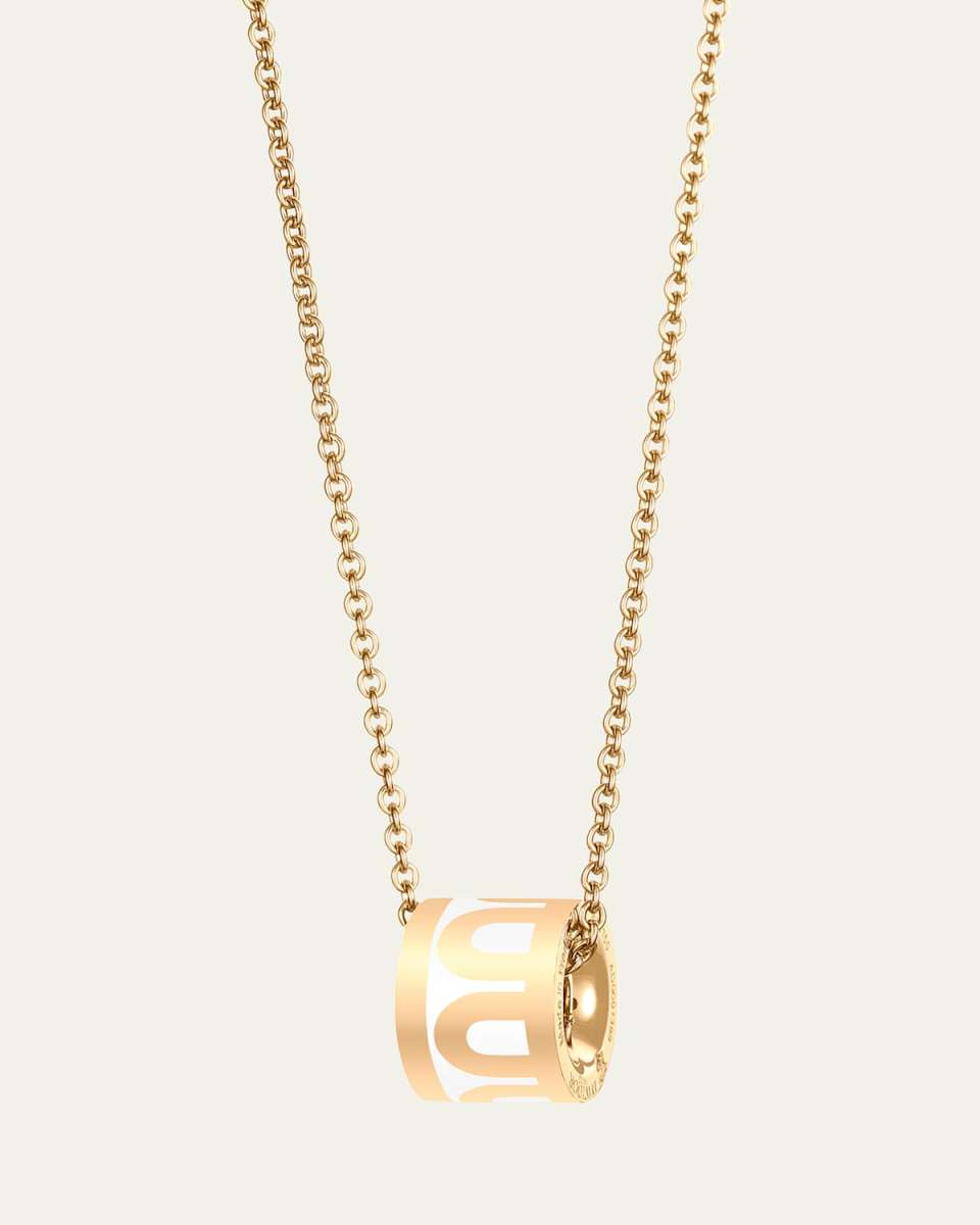 L'Arc de DAVIDOR Bead Necklace in 18K Yellow Gold with Neige Lacquered Ceramic